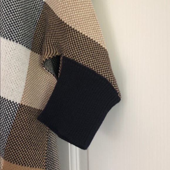 Plaid wrap sweater cape with cuffs- one size - Picture 2 of 6